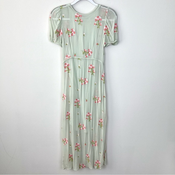 Free People Sheer Floral Embroidered Midi Dress Prairie Cottage Fairy - Picture 1 of 9